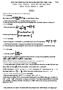 Chuyên đề Sáng tạo trong giải đề thi đại học môn toán khối a - 2008