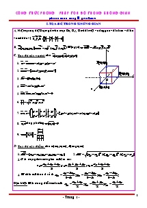 Công thức phương pháp toạ độ trong không gian