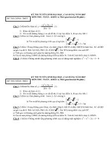 Đề 1 Kỳ thi tuyển sinh đại học, cao đẳng năm 2007 môn thi : toán –khối a ( thời gian làm bài 90 phút )
