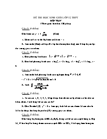 Đề 1 thi học sinh giỏi lớp 12 thpt môn toán (thời gian làm bài 180 phút)