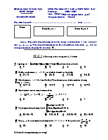 Đề 2 Kiểm tra học kỳ 1 -Lớp 10 thpt phân ban năm học : 2006 – 2007 môn : toán (phần trắc nghiệm khách quan) thời gian làm bài : 30 phút