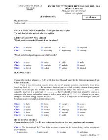 Đề 2 Kỳ thi thử tốt nghiệp thpt năm học 2013 -2014 môn: tiếng anh thời gian làm bài: 60 phút