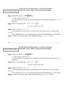 Đề 3 Kỳ thi tuyển sinh đại học, cao đẳng năm 2007 môn thi : toán –khối a ( thời gian làm bài 90 phút )