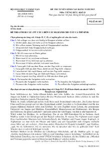Đề 3 thi tuyển sinh cao đẳng năm 2013 môn: tiếng đức; khối d thời gian làm bài: 90 phút, không kể thời gian phát đề