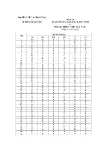 Đề 6 thi tuyển sinh cao đẳng năm 2013 môn: tiếng anh; khối a1 và khối d1 thời gian làm bài: 90 phút, không kể thời gian phát đề