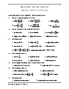 Đề cương ôn tập Toán 11 học kì 1 – chuẩn và nâng cao