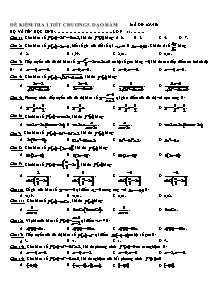 Đề kiểm tra 1 tiết chương 5: Đạo hàm lớp 11