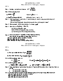 Đề kiểm tra 1 tiết môn: Đại số và giải tích 11 - thời gian 45 phút