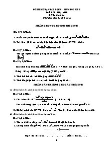 Đề kiểm tra chất lượng giữa học kỳ I năm học: 2008 - 2009 môn : toán 12 thời gian làm bài: 90 phút