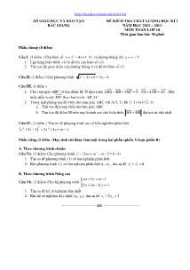 Đề kiểm tra chất lượng học kì 1 năm học 2012 – 2013 môn toán lớp 10 thời gian làm bài: 90 phút