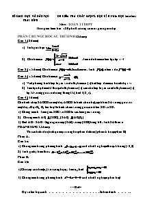 Đề kiểm tra chất lượng học kì II môn: Toán 11 THPT