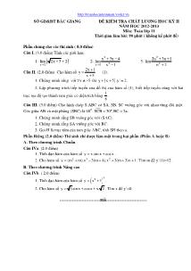 Đề kiểm tra chất lượng học kỳ 2 môn: Toán lớp 11