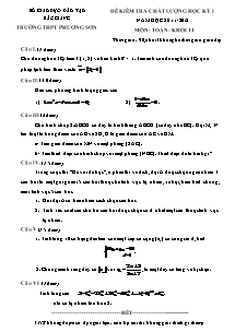 Đề kiểm tra chất lượng học kỳ I môn: Toán - khối 11