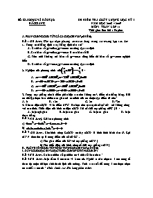 Đề kiểm tra chất lượng học kỳ I môn: Toán lớp 11