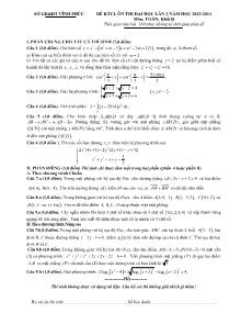 Đề kiểm tra chất lượng ôn thi đại học lần 02 năm học 2013-2014 môn: toán; khối d thời gian làm bài: 180 phút, không kể thời gian phát đề