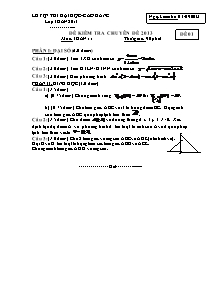 Đề kiểm tra Chuyên đề môn: Toán 11 - Chương 1