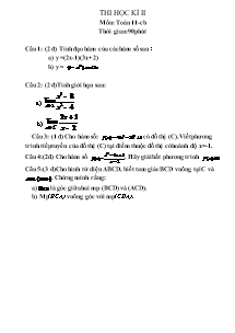 Đề kiểm tra học kì II môn Toán 11 cơ bản
