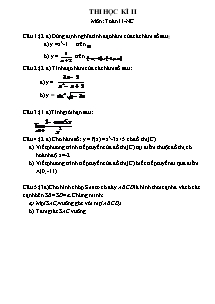 Đề kiểm tra học kì II môn Toán 11 nâng cao