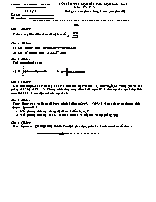 Đề kiểm tra học kì II môn: Toán 12 (Đề dự bị)