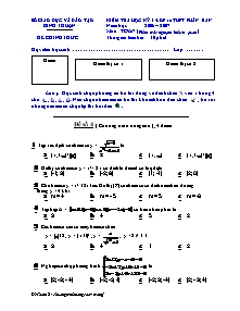 Đề Kiểm tra học kỳ 1 -Lớp 10 thpt phân ban năm học : 2006 – 2007 môn : toán (phần trắc nghiệm khách quan) thời gian làm bài : 30 phút