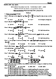Đề kiểm tra học kỳ II môn: Toán 11 Ban A - Đề 2