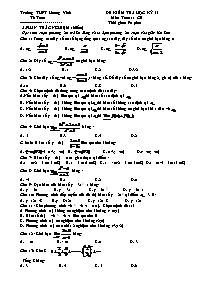 Đề kiểm tra học kỳ II môn toán 11 cơ bản, thời gian 90 phút