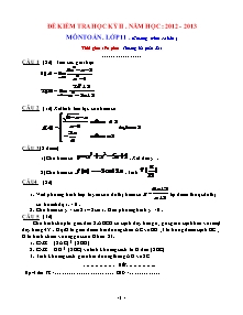 Để kiểm tra học kỳ II môn Toán lớp 11 (chương trình cơ bản )