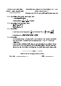 Đề kiểm tra khảo sát năm học 2011-2012 môn: Toán lớp 11 - Trường THPT Thanh Thủy