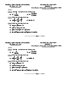 Đề kiểm tra một tiết chương I môn: Đại số và giải tích 11