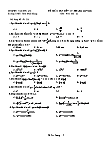 Đề kiểm tra tiết 20 năm học 2007-2008 môn : giải tích 12