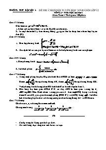 Đề thi chọn đội tuyển học sinh giỏi lớp 12 vòng 2 môn: Toán