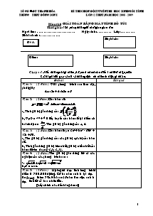 Đề thi chọn đội tuyển thi học sinh giỏi tỉnh trường THPT Đông Sơn I lớp 12 THPT, năm học 2008 - 2009