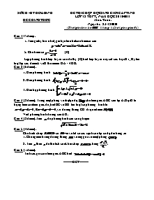 Đề thi chọn học sinh giỏi cấp tỉnh Hòa Bình lớp 12 THPT, năm học 2010 - 2011 môn: Toán