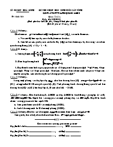 Đề thi chọn học sinh giỏi cấp tỉnh Hòa Bình lớp 12 THPT, năm học 2012 - 2013 môn: Toán