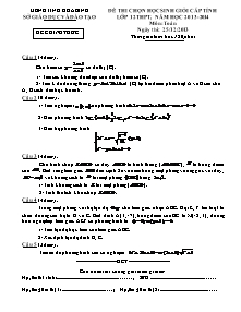 Đề thi chọn học sinh giỏi cấp tỉnh Hòa Bình lớp 12 THPT, năm học 2013 - 2014 môn: Toán