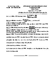 Đề thi chọn học sinh giỏi lớp 12 toán trường THPT Ngô Quyền năm học 2007-2008 môn: Toán