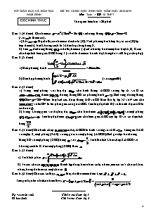 Đề thi chọn học sinh giỏi năm học 2012-2013 môn: toán - lớp 12 thpt thời gian làm bài: 180 phút