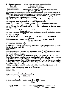 Đề thi chọn học sinh giỏi toàn tỉnh Nam Định năm học 2007 -– 2008 môn: Toán - lớp 12 THPT
