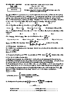 Đề thi chọn học sinh giỏi toàn tỉnh Nam Định năm học 2007 -– 2008 môn: Toán - lớp 12 THPT (Dự bị)