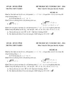 Đề thi học kì 1 năm học 2013 – 2014  môn: toán 10  thời gian làm bài: 90 phút