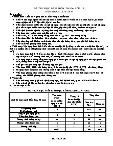 Đề thi học kì 2 môn toán- Lớp 10 năm học: 2013 -2014