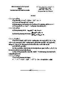 Đề thi học kì I khối 12 môn thi: Toán nâng cao