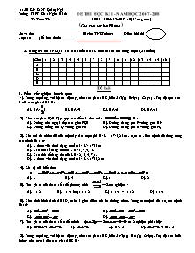 Đề thi học kì I - Năm học 2007-2008 môn toán lớp 10 (nâng cao) (thời gian làm bài 90 phút)