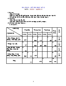 Đề thi học kỳ 2 môn: Toán - Khối 11