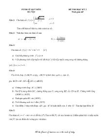 Đề thi học kỳ 2 Toán 11 - Trường PTTH Kim Liên