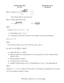 Đề thi học kỳ 2 Toán 11 - Trường PTTH Lê Quý Đôn