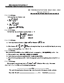 Đề thi học kỳ II môn thi: Toán 11