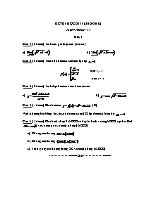 Đề thi học kỳ II môn: Toán 11 - Đề 4