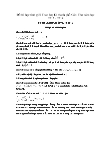 Đề thi học sinh giỏi Toán lớp 12 thành phố Cần Thơ năm học 2013 – 2014