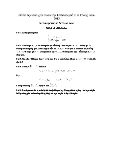 Đề thi học sinh giỏi Toán lớp 12 thành phố Hải Phòng năm 2013